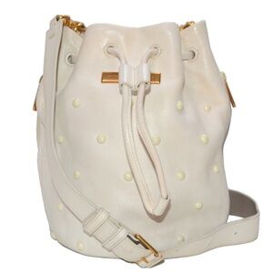 Marc by Marc Jacobs LUNA Studded Bucket Bag Leather Crossbody in Ivory Cream